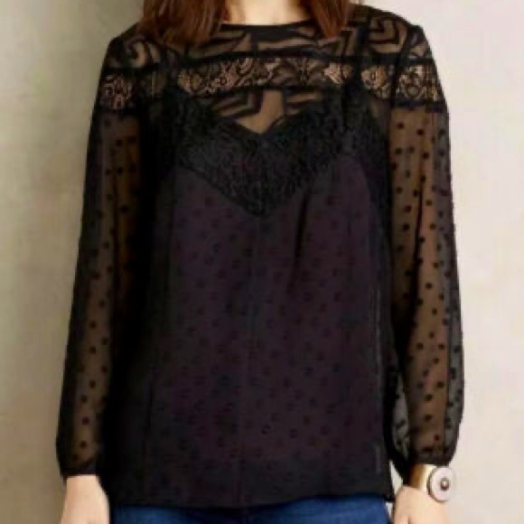 HD in Paris sheer black top with inner cami - Picture 5 of 5